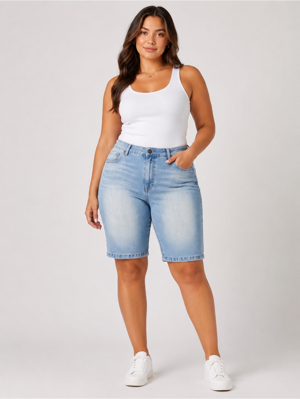 Halifax Women's Denim Capri Shorts Size 30 Light
Wash Bermuda Stretch Casual